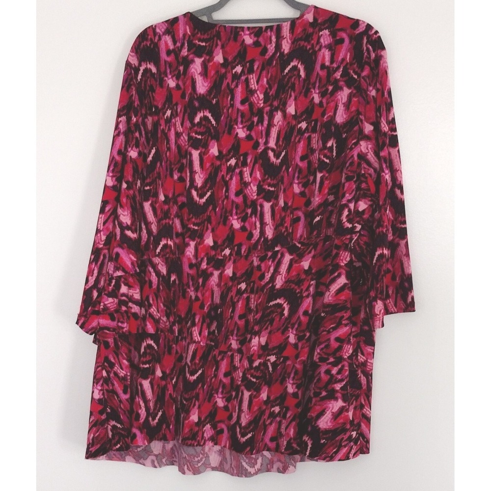 Susan Graver Pink Liquid Knit Layered Pullover Blouse Women's Size 2X Pre-owned - Picture 2 of 9